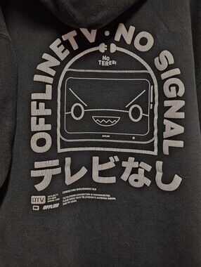 Offline TV No Signal Graphic Hoodie - Black with White Print